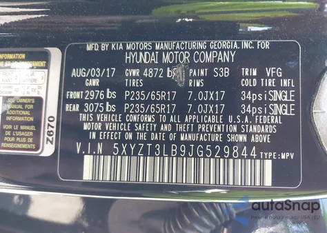 2018 Hyundai Santa Fe Sport 2.4L z USA, uszkodzony, nr VIN 5XYZT3LB9JG529844